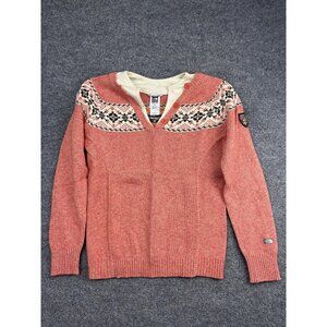 North Face Sweater Womens Medium Nordic Fair Isle Pullover Wool Winter Snowflake